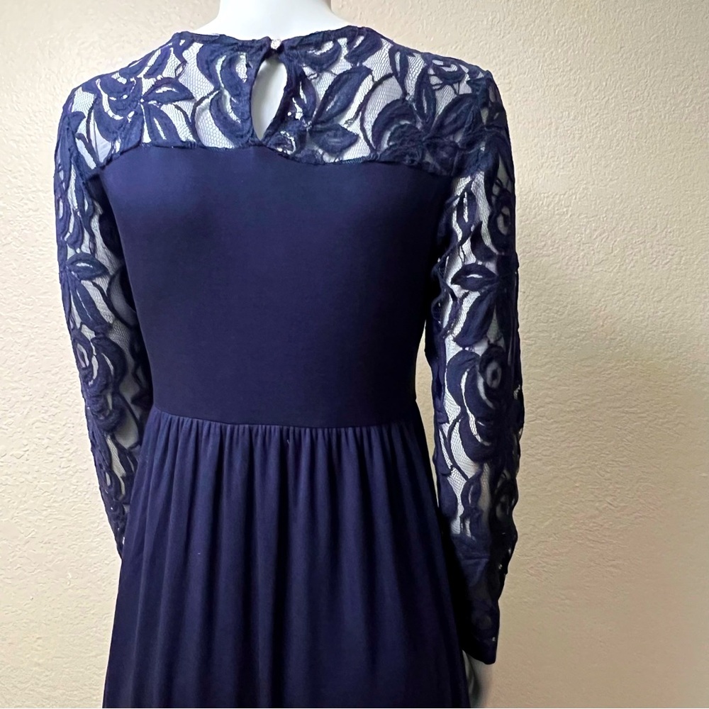 Pink Blush Navy Blue Lace Maxi Dress - Picture 13 of 16